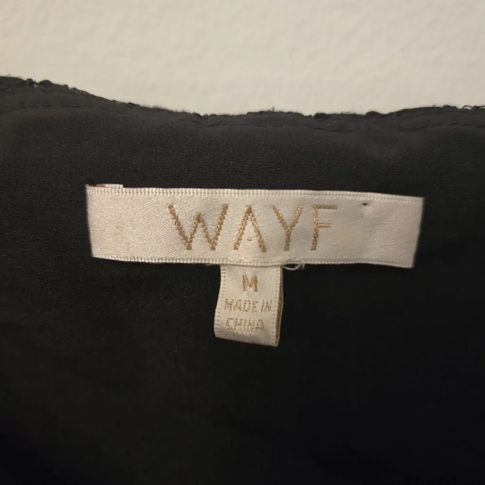 Wayf Black Lace Corset Crop Top M Button Up Eyelash Fringe Whimsigoth Fairy Dark